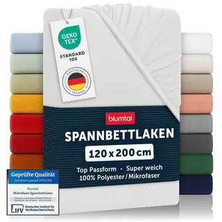 Blumtal® Spannbettlaken 120x200 - Bettlaken aus Microfaser - Öko-Tex zertifiziertes Spannbetttuch - Elfenbein