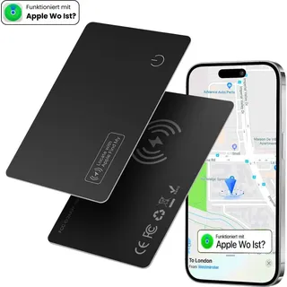 s&t design Apple AirTag Pendant im Kartenformat für die Brieftasche GPS-Tracker ( IP68 Apple Wo Ist? (iOS) Kompatibel | GPS Ortung Wallet Tracker )