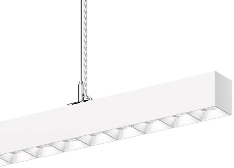 Siteco Silica 21 Hängeleuchte eng strahlend, ELDACON® L, Darklight-Reflektor, weiß, Lichtfarbe 840, UGR ≤ 19, DALI 2, verkehrsweiß (RAL 9016)