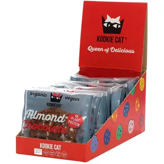 Kookie Cat Almond & Chocolate Individually Wrapped Vegan Cookies, Gluten Free, Soy Free, Bio And Organic, Almond & Oat, 12 X 50g In A Box