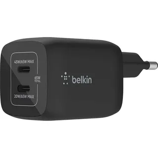 Belkin 65W Dual USB-C Ladegerät, Power Deliver, PPS, schwarz,