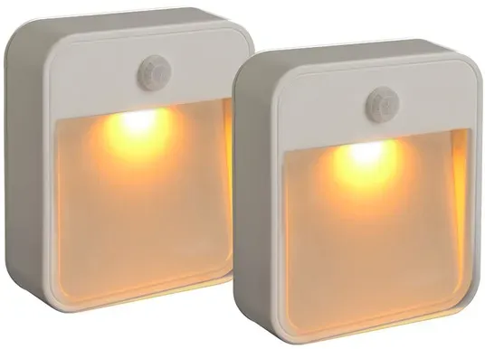 Mr. Beams Batterie-LED-Wandleuchte "MB720A" Weiß mit Bewegungsmelder 2er Pack