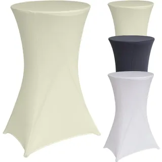 Baumarktplus Stehtischhusse 60 cm Farbe nach Auswahl Husse Partytisch Bistrotisch Stretch Decke beige
