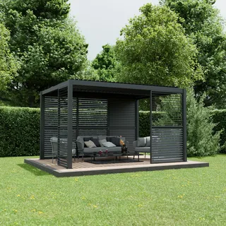 Ximax Lamellenwand Aluminium Pergola 123 cm Dunkelgrau