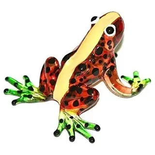 Frosch Orange Braun Gelb Grün - Figur aus Glas Oranger Frosch mit Gelbem Rückenstreifen und Grünen Füßen - Glasfigur Glastier T-01 Deko Setzkasten Vitrine