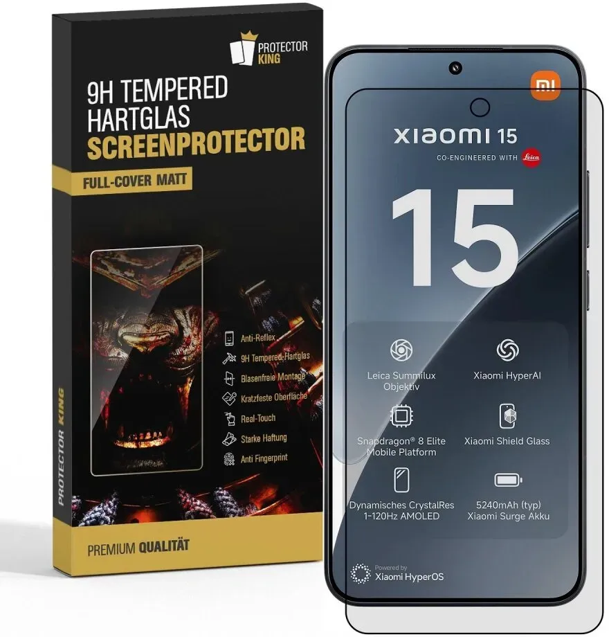 5x 9H Panzerglas für Xiaomi 15 FULL COVER matt Anti-Reflex entspiegelt echtes Tempered Glass Panzerfolie Displayschutz Schutzglas Hartglas Schutzfolie Screen-Protector