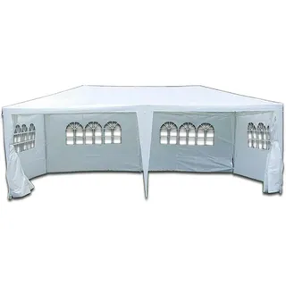 VCM Pavillon 6 x 3 m inkl. 6 Seitenteile Weiß