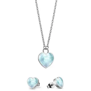 BERING Schmuckset WithYou 431-715 Herz Perlmutt Blue Edelstahl