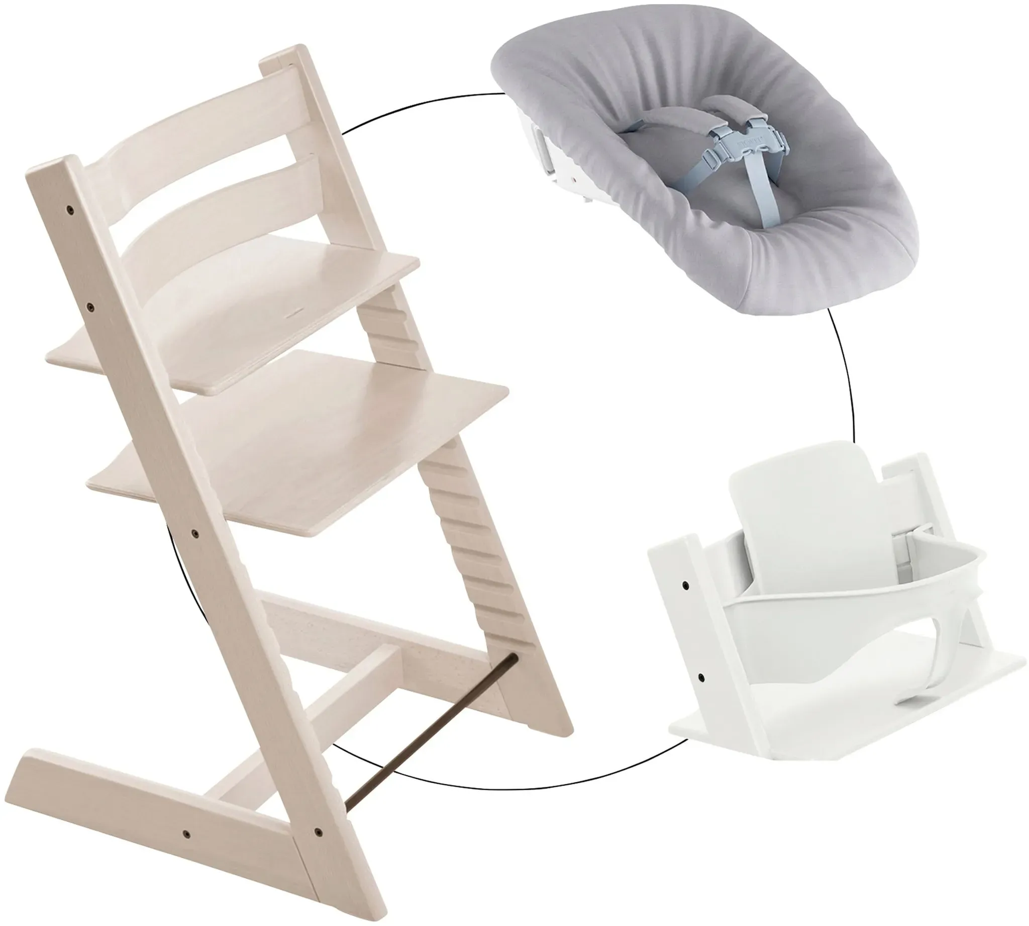 Stokke® Tripp Trapp® Bundle Treppenhochstuhl inkl. Newbornset Light Grey & Babyset, weiss