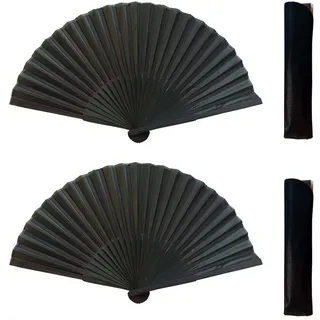 Teegxddy Faltbarer Handfächer, 2 Stück Seidenbambusrippen Chinesischer Handfächer für Männer und Frauen Faltbarer Hochzeit, Party, Show