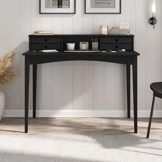 Idimex Schreibtisch Milano mit 4 Schubladen und 1 Fach schwarz - Bürotisch aus Massivholz, PC-Tisch mit Stauraum für Büro und Home-Office