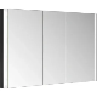 Keuco Spiegelschrank Royal Linde mit 3 Türen, 120 cm, Einbau, LED, dimmbar, Made in Germany, Aluminium-Korpus, Seiten schwarz matt