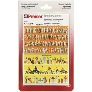 Preiser Reisende und Passanten unbemalt 120er Set 16337 H0