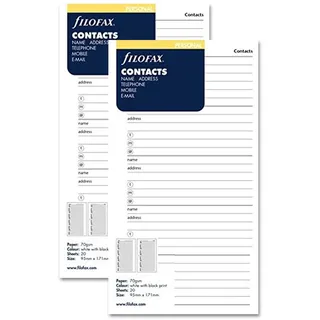 Filofax Persönliches Doppelpack, Name, Adresse, E-Mail, Telefon, Fax, Handy (130201) x 2