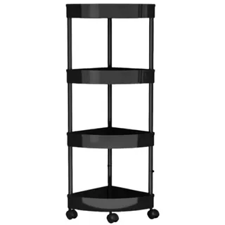 Eckregal Bad 4-stufiges Eckregal Mit Rollen, Dusch-Caddy, Regal, Eck-Steh-Duschständer Für Wohnzimmer, Badezimmer, Küche Eckregal Balkon(Black)