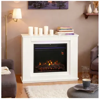 HOMCOM Elektrokamin mit Heizung 1000 W/ 2000 W, Überhitzungsschutz, Weiß weiß