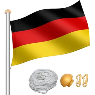 Fogmiea Aluminium Fahnenmast Flaggenmast 4.6M aus Edelstahl, Flaggenmast mit Bodenhülse, ideal für Balkon, Garten, Festival und Camping