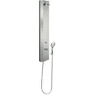 Duschpaneel LINUS Inox DP-C-T-D-H, Mischwasser, Thermostat, Elektronisch, Selbstschluss, 2 RFV, 2 Vorfilter, Handbrause, verstellbar, Anschlussschlauch, Duschkopf COMFORT Flex, 2x DN 15 G 1/2 AG, B 240 mm x H 1200 mm x T 80 mm, Edelstahl gebürstet