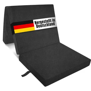 Bout3 Klappmatratze, Gästematratze, 3-Teilige Schaumstoff Faltmatratze, Klappbar Sitzblock, Faltbare Reisebett Matratze, Waschbar Bezug (Anthracite, L195xW75xH15cm)