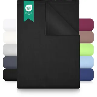 Green Mark Textilien Bettlaken Baumwolle 150 x 250 cm Schwarz