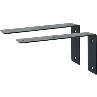 Regalwinkel Schwarz, SAYAYO Regalhalterung Winkel Regal Edelstahl 90 Grad Multifunktionale Metallwinkel für Holzregale, Hölzern Möbel, 2 Stück Regalträger Schwarz 225x125, EJW2300B-2P