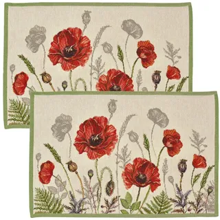 Sander Tischset Poppy Meadow 2er-Pack Gobelin rot-Natur Größe 32x48 cm