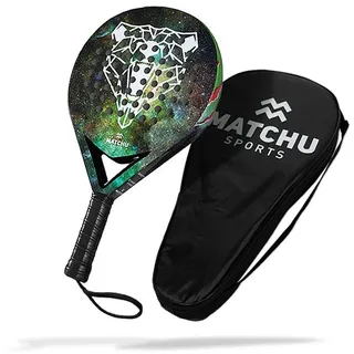 Matchu Sports Padel Schläger Bear - Schwarz mit farbigem Aufdruck 100% Carbon-Rahmen