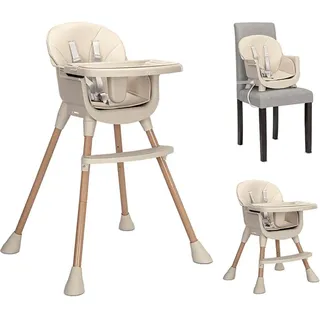 Lorelli Kinderhochstuhl Vanilla 3 in 1 Kinderstuhl, Tablett, Fußstütze, Gurt beige