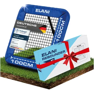 ELANI - Rebounder für Fußball 1x1m mit Schutzrand & 6 Heringen für sicheren Stand - Fussball Rebounder mit stabilem Rahmen - auch als Rebounder Handball für Technikverbesserung (Blau)