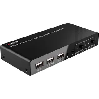 Lindy 2 Port KVM Switch HDMI 4K60, USB 2.0 & Audio 2 Port KVM-Umschalter HDMI 4096 x 2160 Pixel
