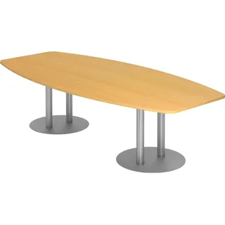 Hammerbacher Konferenztisch KT28S buche Tonnenform, 280,0 x 85,0 - 130,0 x 74,0 cm