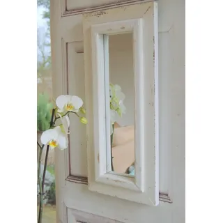 Landhaus Wandspiegel,Spiegel HELENA in Shabby antique Chic weiß/ Holz, H. 50 cm