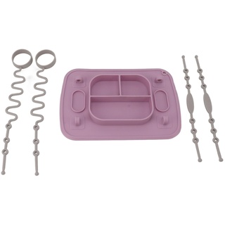 Sorgen Sie Beim Essen für Spaß und ohne mit Diesem Silikon-Tischset mit Saugnapf, Inklusive 4 Spielzeugbändern und Spülmaschinenfestem, Geteiltem Teller für Mädchen und