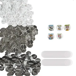 Vevor Buttonmaschine Knopfmachermaschine Zubehör Badge Punch Press 32 mm, DIY Badge Press Machine Ersatzteile 500 Stk. Abzeichenpressmaschine, Metall + Kunststoff / 250 + 250 Stk. Abzeichen