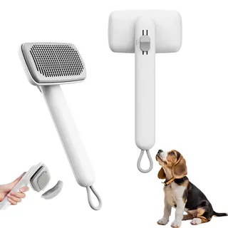 Piddy Pet Ion Brush, Piddipet Ionbrush, Ionen Tierhaarbuerste für Lang- & Kurzhaar, Hunde- & Katzenbürste für Sauberes & Glänzendes Fell, Befreit das Fell von Verfilzungen (Weiß)