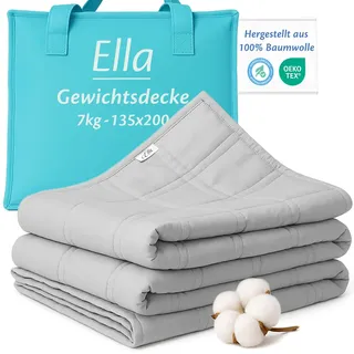 Ella Gewichtsdecke 135x200 7kg - Anti Stress Therapiedecke - Schwere Decke aus 100% Baumwolle - Bettdecke für tiefen Schlaf und bessere Erholung – Weighted Blanket - Für Männer & Frauen von 55-85kg