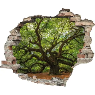 Wandtattoo QUEENCE "Baum", beige (natur), T:0,1cm, Wandtattoos, Wandsticker, Wandbild, selbstklebend, 3D, Wanddurchbruch