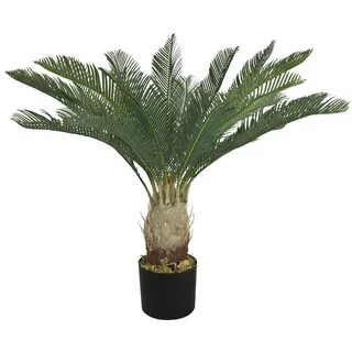 Decovego künstliche Cycaspalme, Kunstpalme Modell 9, 80 cm aus Kunststoff in Grün, Kunstpflanze für Wohn- & Büroräume, Allergikerfreundlich & Pflegeleicht