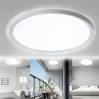 ACXIN LED Deckenleuchte Flach Rund Badlampe Deckenlampen Ceiling Light für Badezimmer, Schlafzimmer Küche, IP44 Wasserfest, - Kaltweiß
