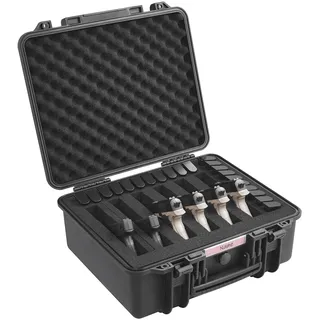Vevor Hartschalenkoffer Pistolen, mit vorgeschnittenem PU-Schaum, staubdichter Hartschalenkoffer für 6 Pistolen, 19,3 × 17,1 × 8,3 Zoll, abschließbarer Pistolenkoffer, Waffenkoffer schwarz, 491 x 434 x 211 mm