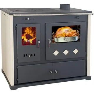Prometey - eek a+ Kaminofen mit Backfach und Herdplatte Practik Lux Holzofen 9,5 kW Kamin Ofen Dauerbrandofen Werkstattofen Schwedenofen Hüttenofen