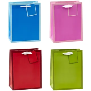 TSI Geschenktüten TREND MIT RAHMEN blau, rosa, rot, grün 18,0 x 23,0 cm, 12 St.