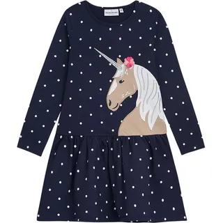 DANAMADE A-Linien-Kleid DFERAY (1-tlg) DANAMADE Kinderkleid DFERAY mit Einhorn-Motiv – Langarm blau 128 EU