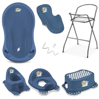 Babykajo 7 Set Baby Badewanne mit Gestell + Sitz Abfluss Töpfchen Hocker Toilettentrainer 1 St