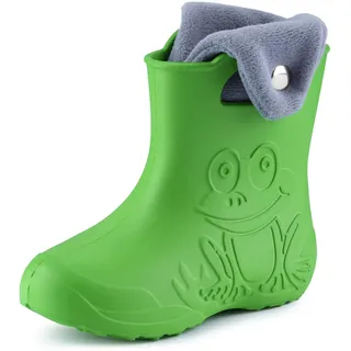 Ladeheid EVA Kinder Jungen Mädchen Gummistiefel Regenschuhe gefüttert Regenstiefel Gummischuhe LA-CA-04 (Grün/Grau, 26/27 EU)