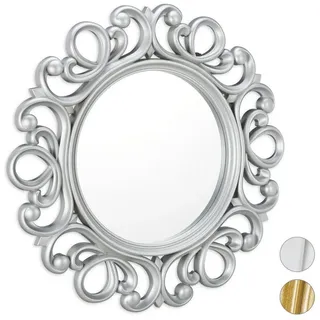 Relaxdays Wandspiegel rund, Silber,Transparent