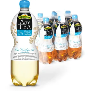 Pfanner Pure Tea Weißer Tee (6 x 1 l) – Bio Eistee ohne Zucker - aufgebrühter Bio Tee mit Holunder und Zitronensaft - im Vorratspack