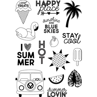 Simple Stories SI10747 Sunshine & Blue Skies - Stay Cool 4x6 Stamp Transparente Stempel, durchsichtig, S