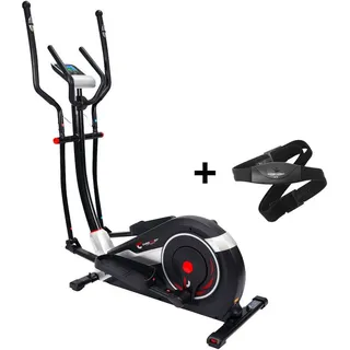 Christopeit Sport® Crosstrainer-Ergometer AX 8000 inkl. Pulsgurt (Fitnessgerät), 150 kg max. Benutzergewicht, 24 Widerstandsstufen rot|schwarz|silberfarben