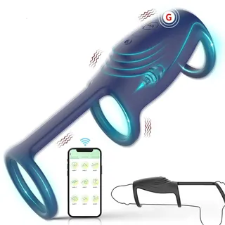 Penisring Vibrator 3 in 1 Silikon Vibrierender Penisring Masturbatoren mit 10 Vibrationsmodi Hodenring Penistrainer G-Punkt Stimulation Cockring SM Extrem Sexspielzeug für Männer Frauen (C)